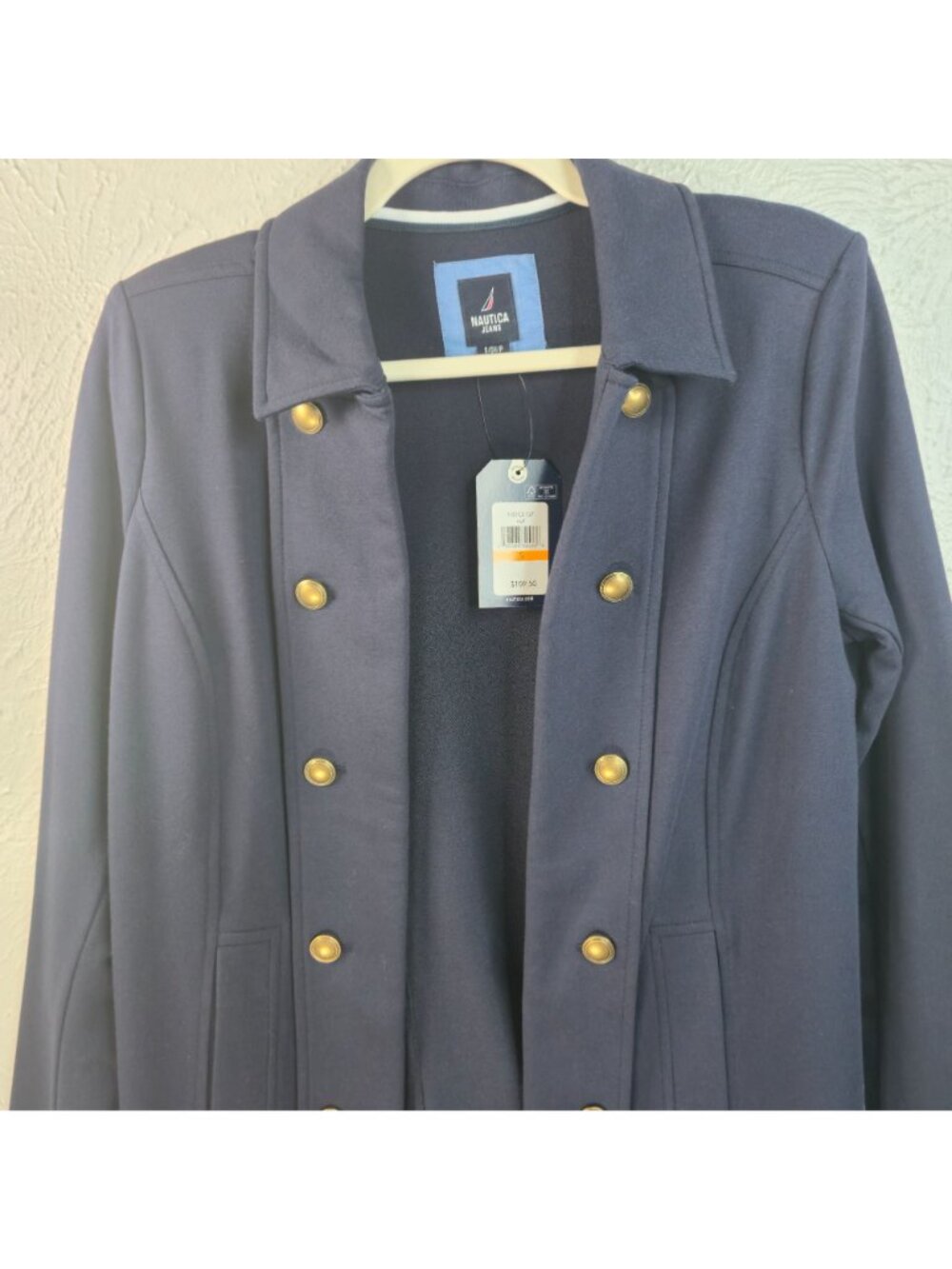 Preppy Military Open Front Jacket Small Navy Blue Long Sleeve Nautical Academia - Picture 4 of 10
